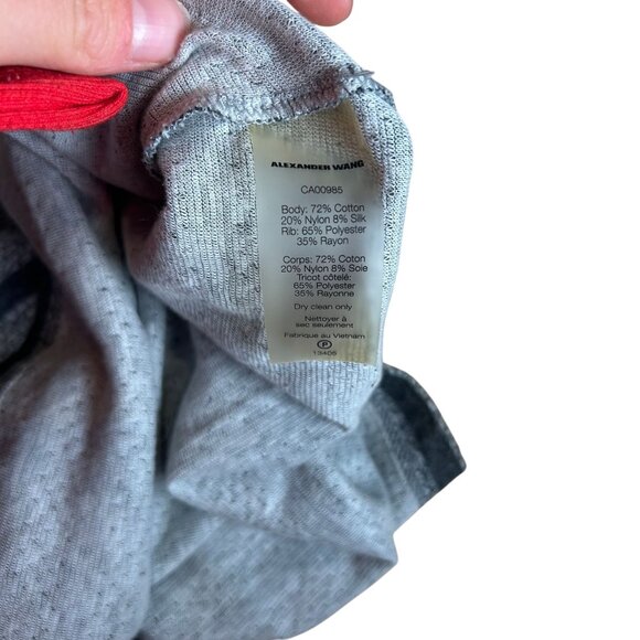 T Alexander Wang Striped Silk Blend Tank Top Women's Size XS in Gray & White EUC - Picture 3 of 4